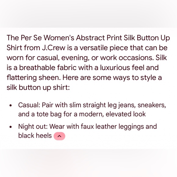 J CREWS PER SE silk blouse. Sz 12 - Picture 6 of 6